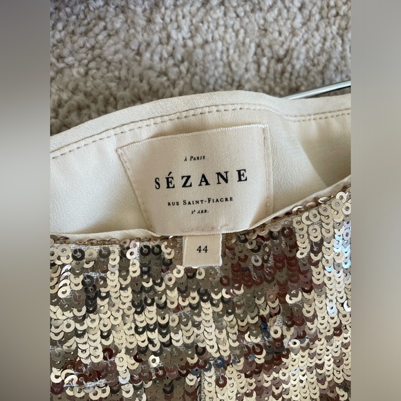 Sezane AURELIN trousers gold sequin long inseam festivals party pants nye - Picture 4 of 5